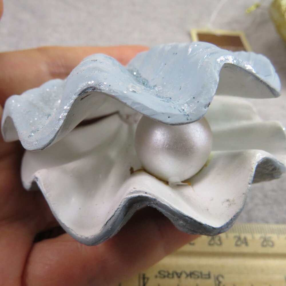 Sea Shell Blown Glass & Glittered with other Nautical Ornaments - Picture 14 of 15